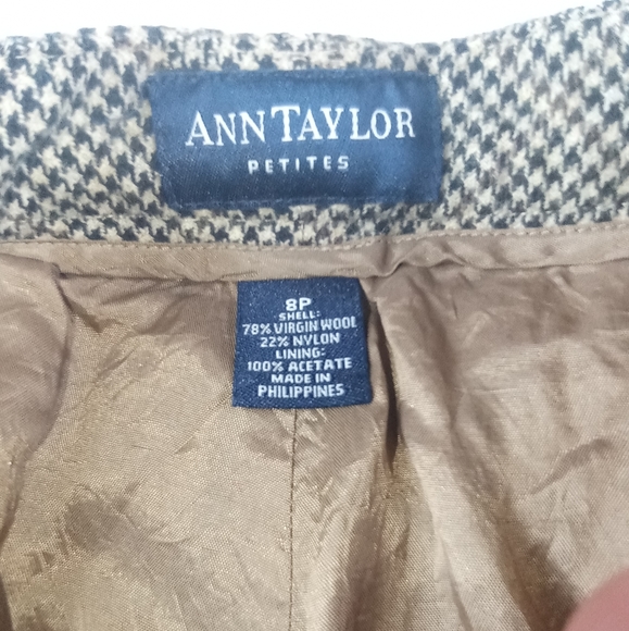 Ann taylor wool Dresspants houndstooth wideleg cream petite womens size 8p - Picture 2 of 11